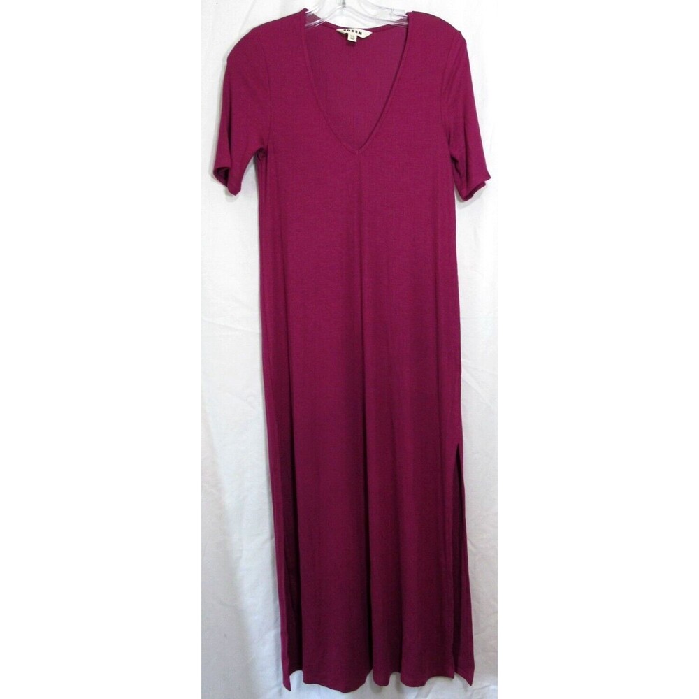 Boden Pink Ribbed Side Splits V Neck Short Sleeve Midi Dress Size 4 EUC